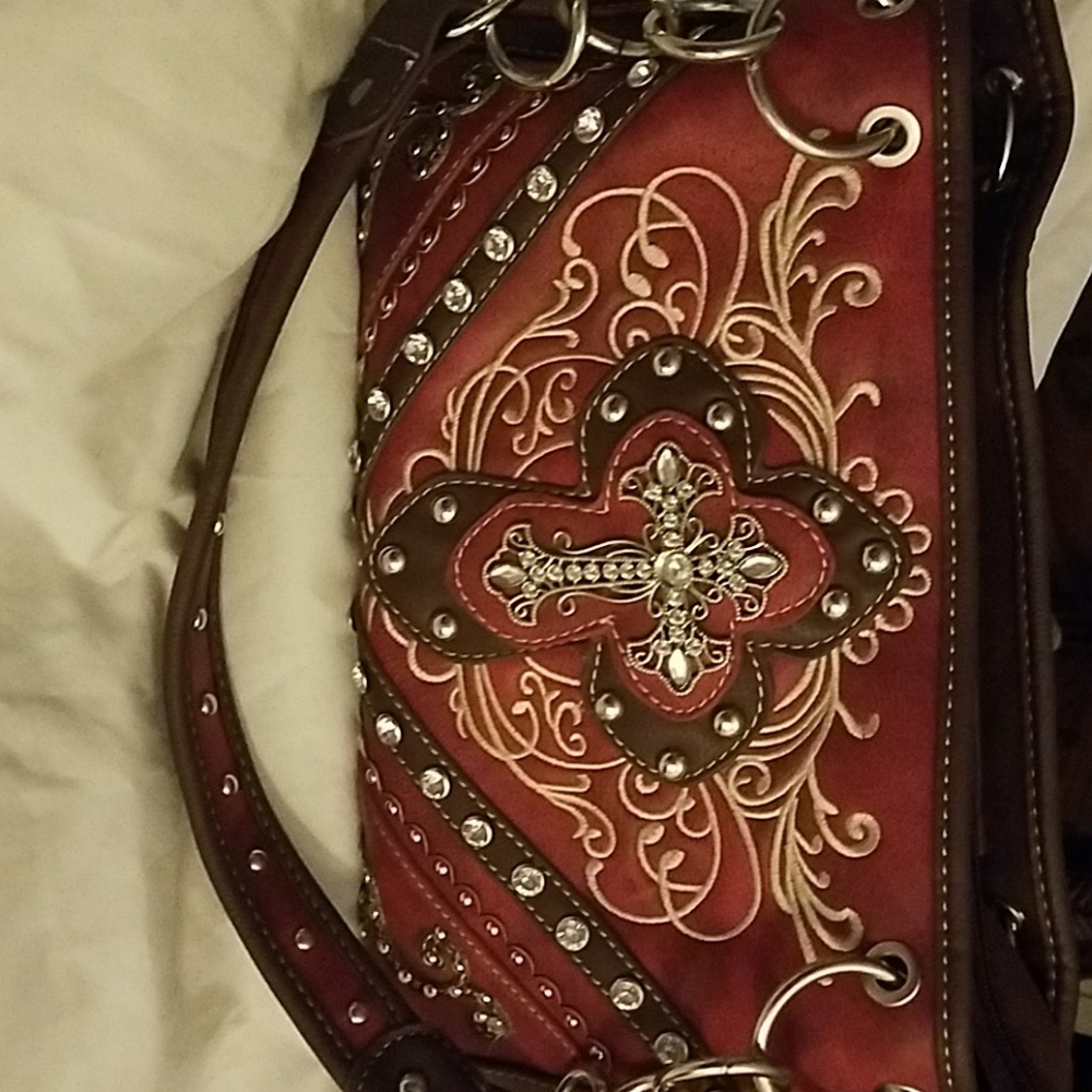 Vegan leather Purse with Studs , Bling and a Decor